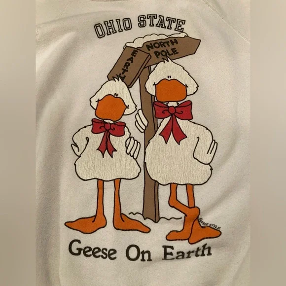Vintage 1979 Ohio State University Freestyle Sweatshirt Geese On Earth Winter - Picture 3 of 10